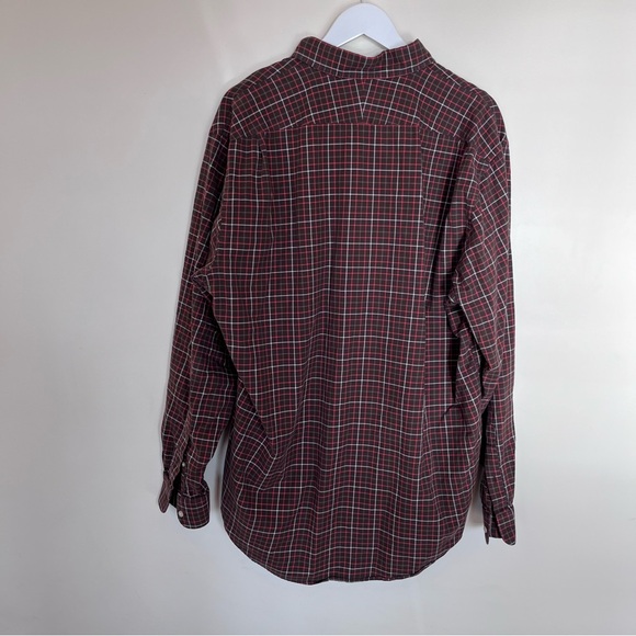 Lands End Plaid Button Down Mens 17-37 Tall Brown Pocket Cotton XL - Picture 6 of 7